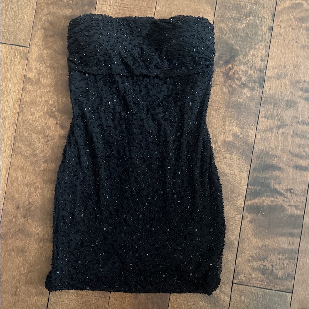 Windsor Black Strapless Dress with Beaded Detail